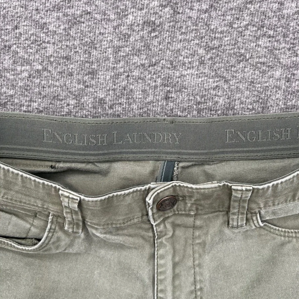 English Laundry Mens 5-Pocket Straight Leg 32 Pants Olive Green‎ Stretch Chino